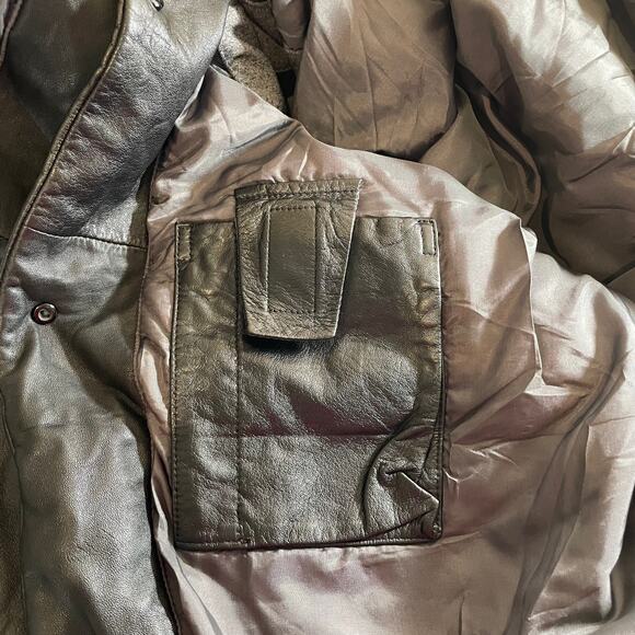 Vintage KENNETH COLE Mens Genuine Leather Coat Jacket Black Large Classic Grunge - Picture 6 of 12